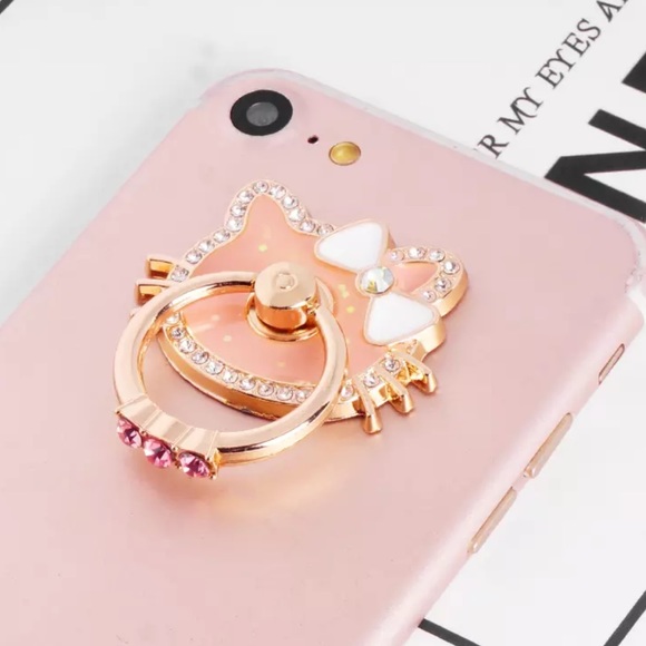 NWT Hello Kitty Bow Pink Rotating Gold Phone Ring - Picture 3 of 3